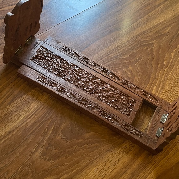 Vintage Carved Sliding Bookends Elephants Adjustable Bohemian - Picture 8 of 12